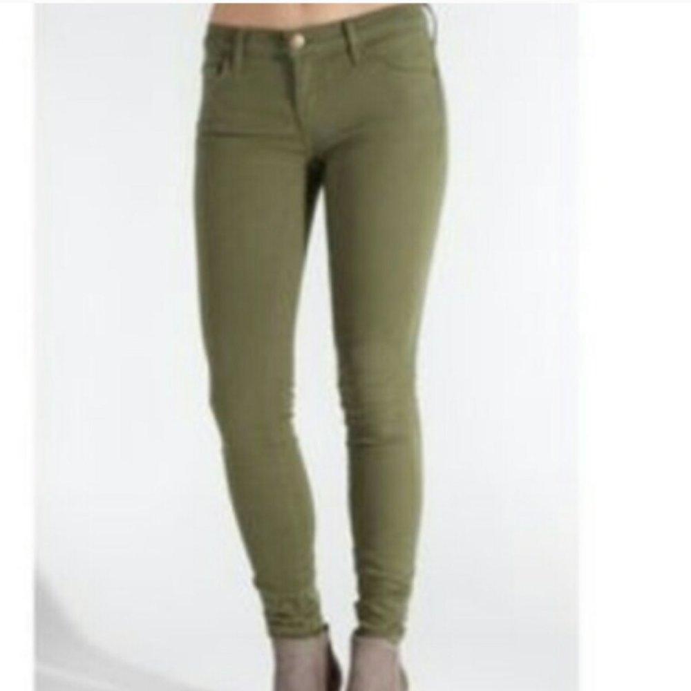 J Crew Olive Toothpick Ankle Jeans